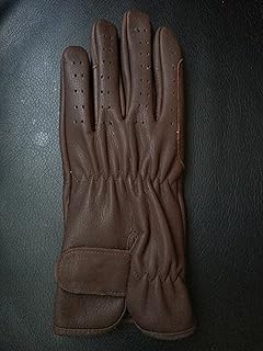 Guantes de equitación para mujer, de piel, color marrón y amarillo