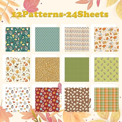 Miniatura 4 de GLKTOPO Bloc de papel para álbum de recortes de 6 x 6 pulgadas, papel decorativo para manualidades con temática de Acción de Gracias, paquete de