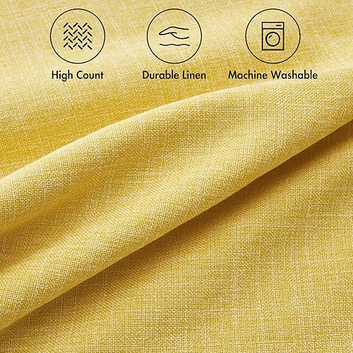 Miniatura 2 de MIULEE - Juego de 2 fundas para cojín decorativo de yute de lino, lisas, cuadradas, para casa de campo, sofá, de 24 x 24 pulgadas, color amarillo