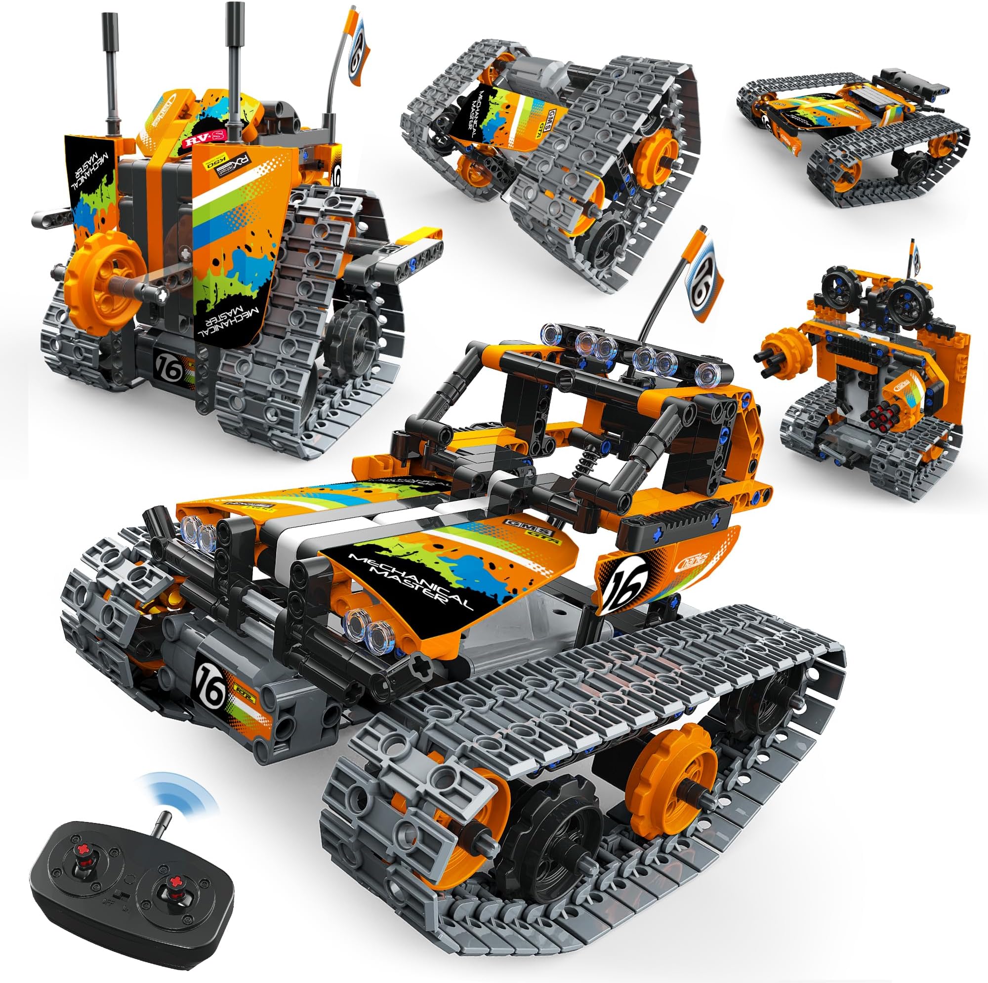 - 5 in 1 STEM Remote Control Building Kit, 392Pcs Blocks Erector Projects Set Toys for Kids Age 8-12, Build a Tank/Robot/AVT DIY Science Educate 6 7 9 10 11 Years Old for Boys & Girls Gift Ideas