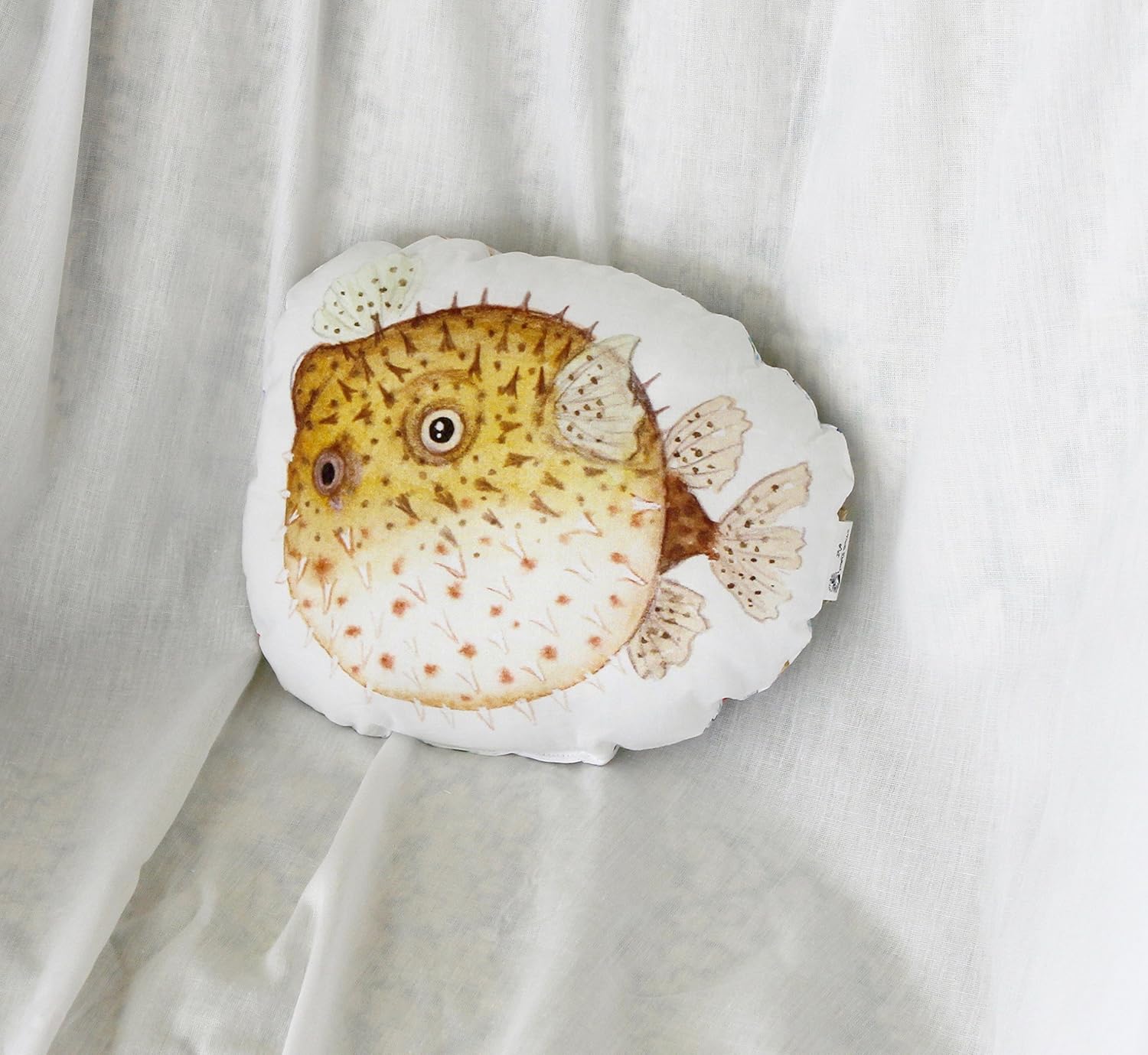 Fish pillow. Blowfish plush. Under the Sea nursery pillow