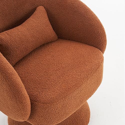 Miniatura 8 de OUYESSIR Sillas giratorias de barril, silla giratoria de 360 grados, silla redonda moderna con almohada, sillas de sala de estar de tela cómoda para