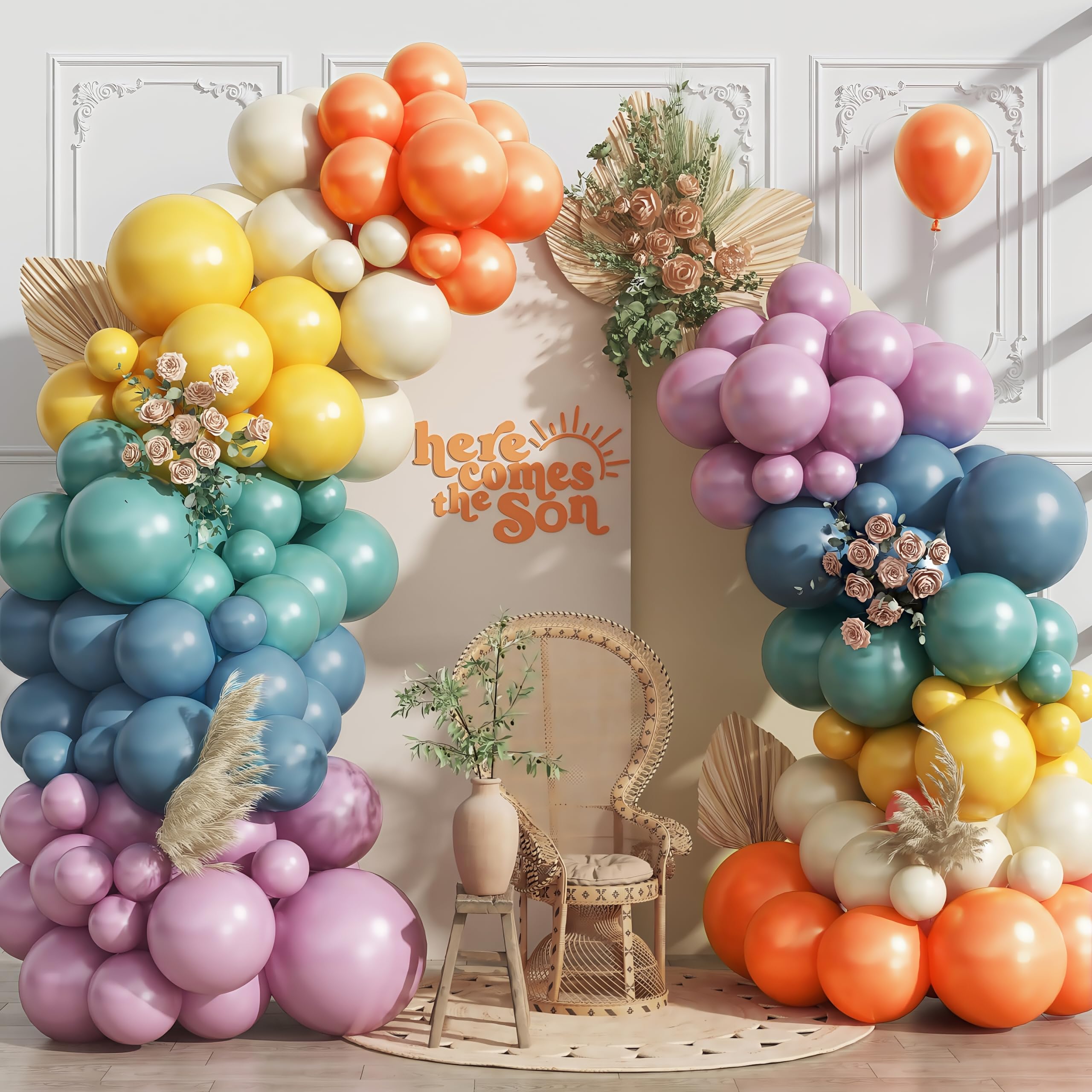 144PCS Rainbow Balloon Arch Kit