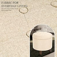 Vista 5 de HomePop por Kinfine Otomana redonda tapizada para almacenamiento - Otomana capitoneada con botones con tapa extraíble, tejido marrón