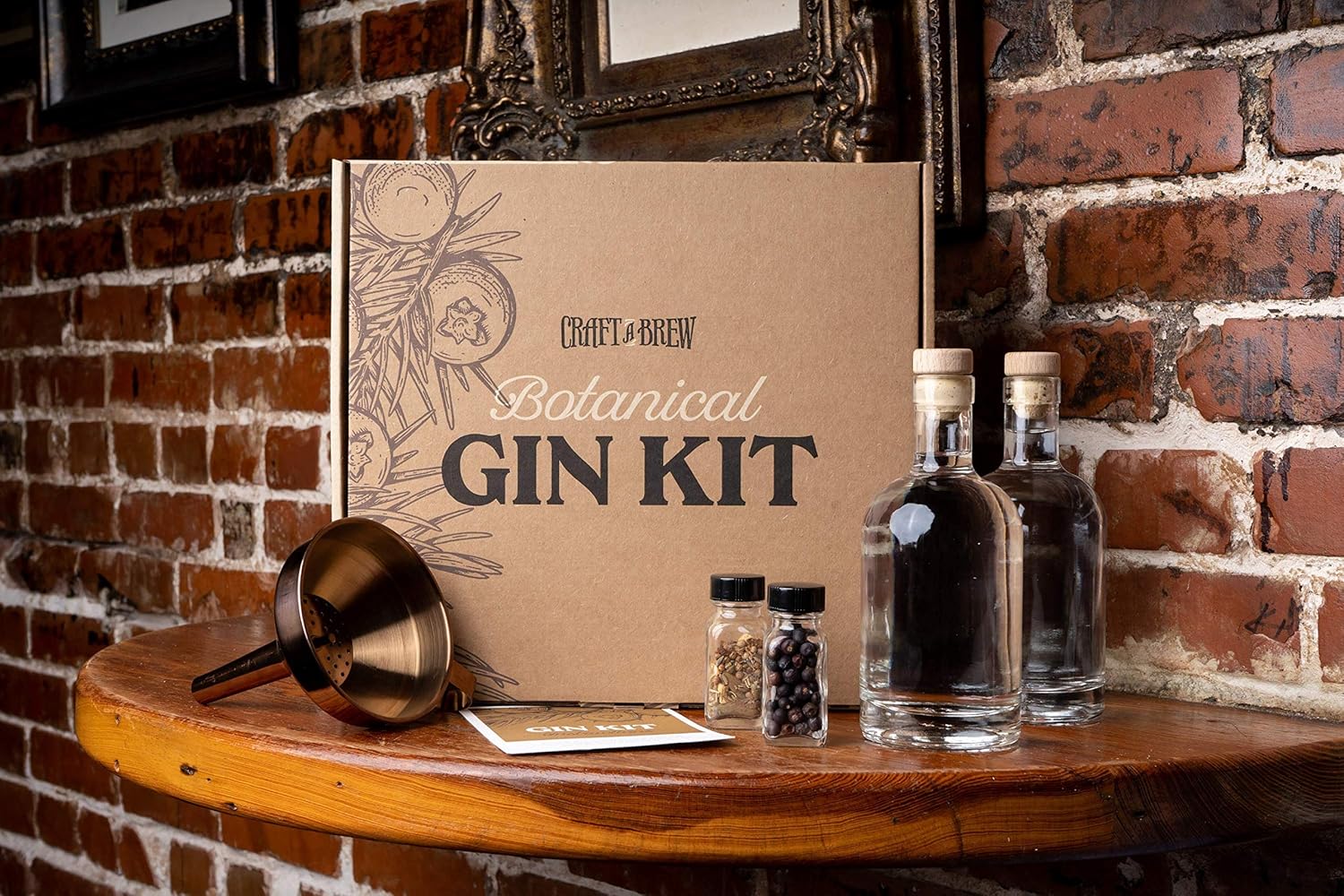 Craft A Brew - Gin Kit - Botanical Blend - For DIY Home Brewing - Includes Two 375mL Glass Bottles, Straining Funnel, Step-by-Step Instructions