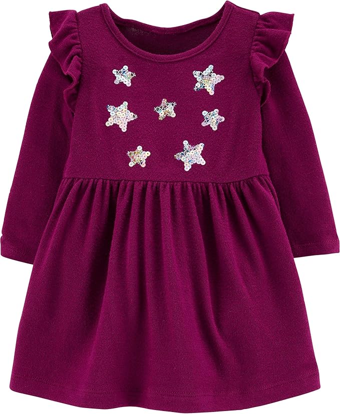 Amazon.com: Carter's Baby Girls' Glitter Star Jersey Dress, Burgandy