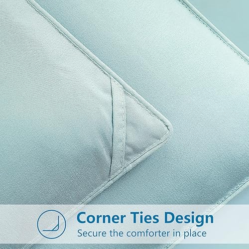 Miniatura 6 de EASELAND Edredón alternativo acolchado suave para todas las estaciones, tamaño California King, relleno de edredón reversible con pestañas en las