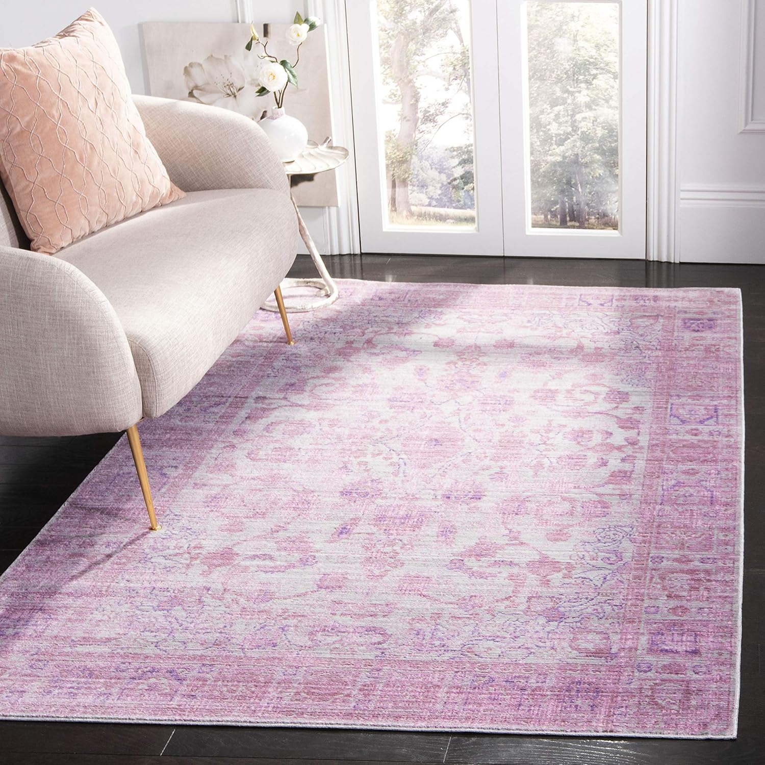 SAFAVIEH Valencia Collection Runner Rug - 2'3" x 6', Fuchsia & Multi, Boho Chic Distressed Design, Non-Shedding & Easy Care, Ideal for High Traffic Areas in Living Room, Bedroom (VAL103P)