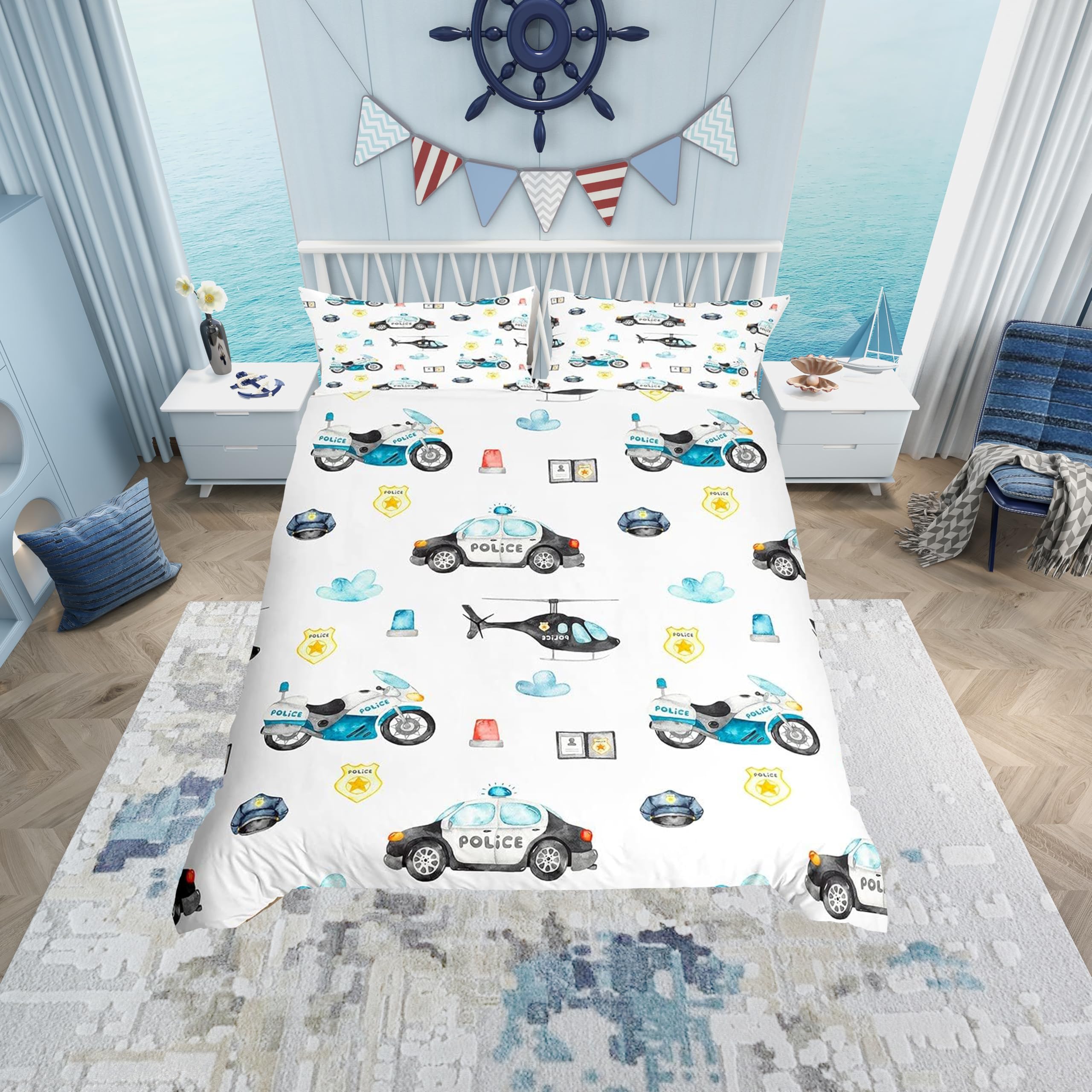 Feelyou Set Biancheria Da Letto 7 Pezzi Matrimoniale Queen Size - Stile Vintage Con Piumone, Lenzuola E Federe - Microfibra Morbida