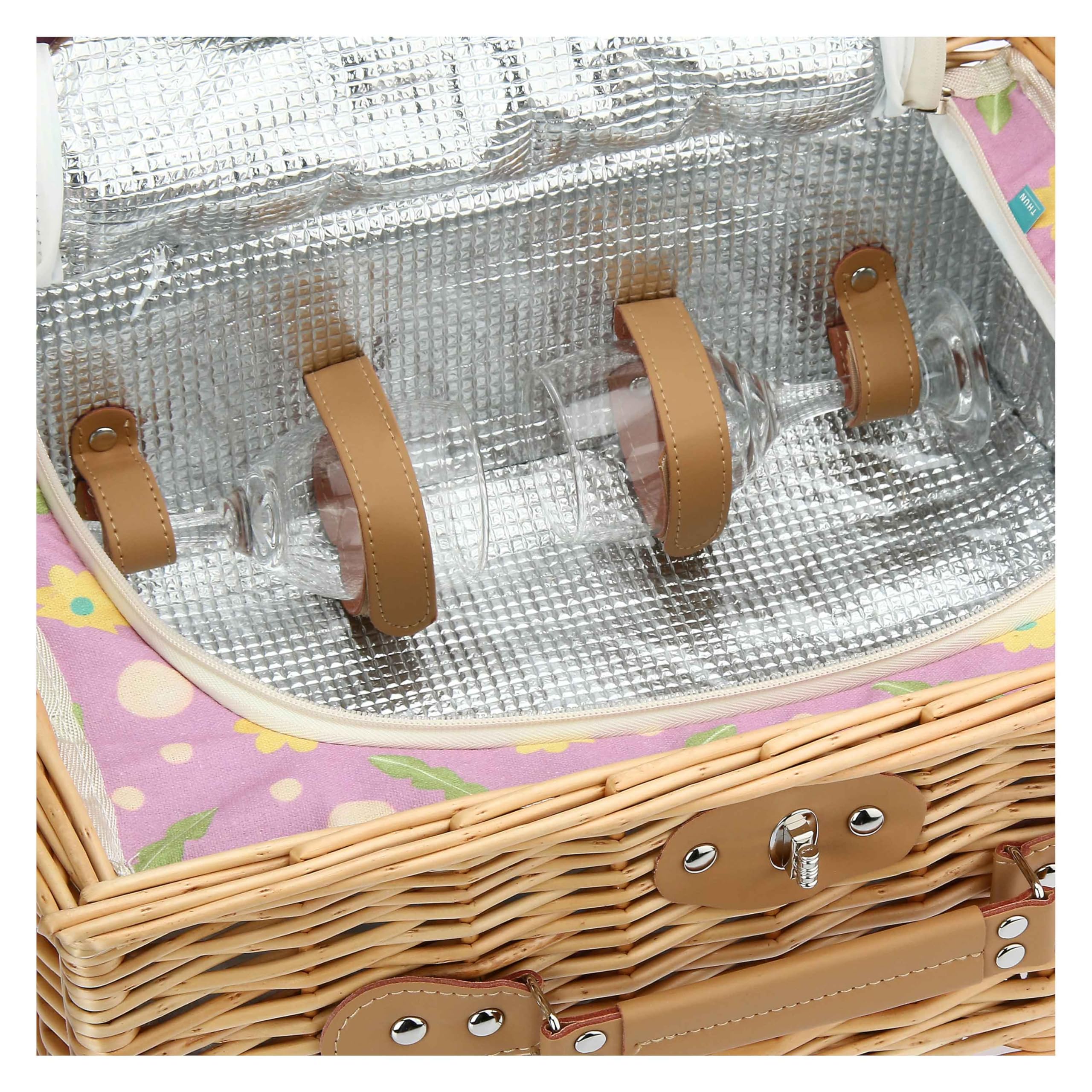 THUN, Cestino Pic Nic in Vimini, Linea Florianne SS24, Idea Regalo, 40 x 30 x 17 cm