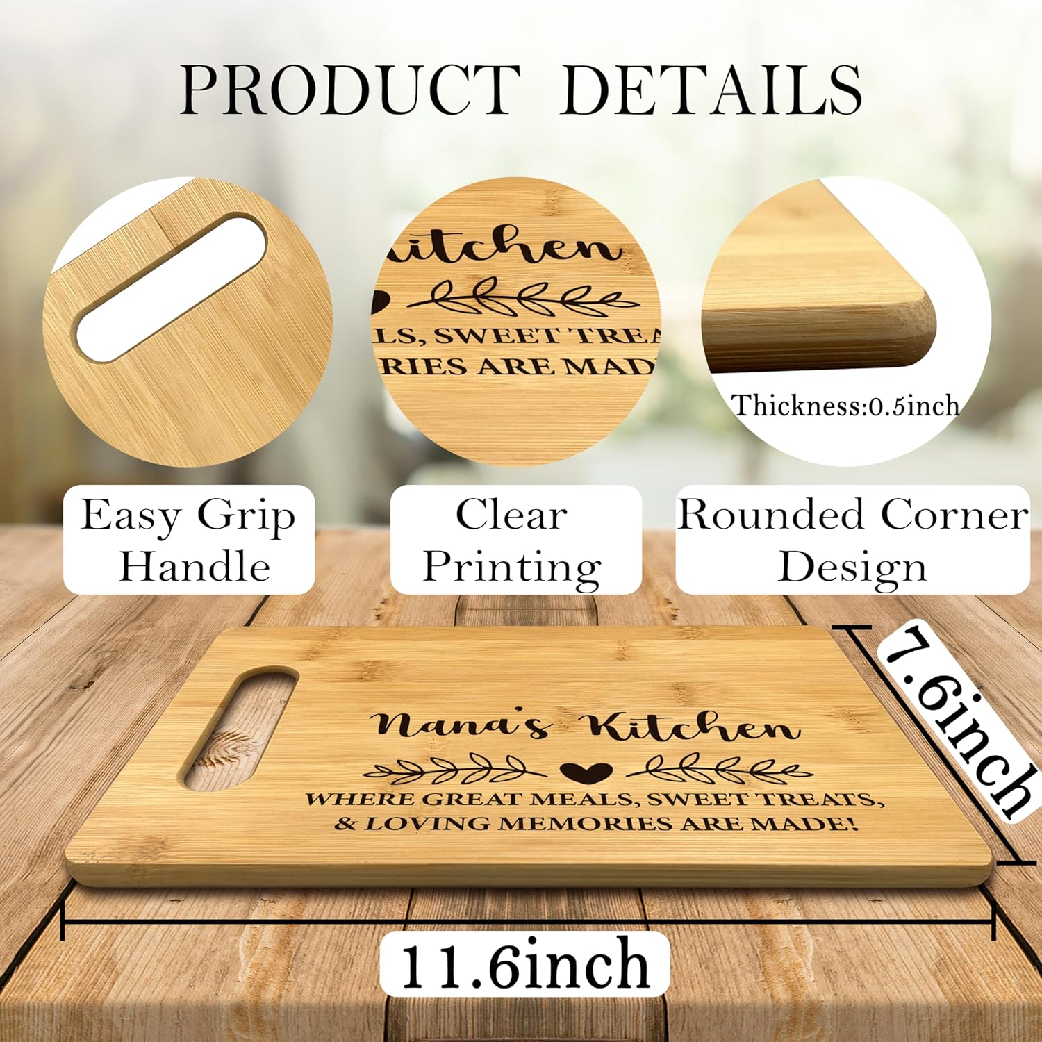FONDCANYON Nana's Bamboo Cutting Board - Grandma Gift, Kitchen Decor, Mothers Day, Birthday, Christmas - Image 7