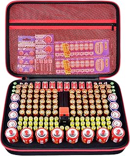 Battery Organizer Storage Holder Box Case with Tester Checker- 162+ Batteries Variety Pack Container, Holds AA AAA 4A C D ...