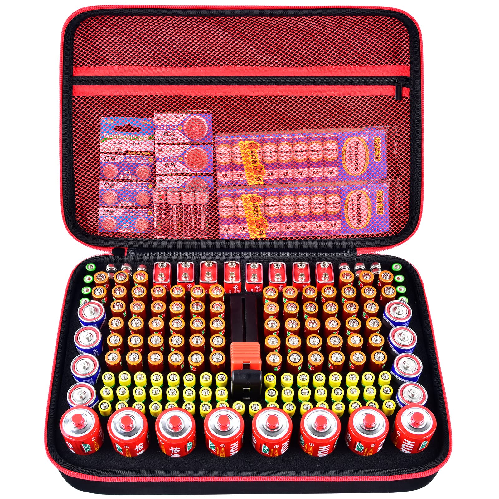 Battery Organizer Case, Batteries Storage Holder Container with Tester Checker. Garage Organization Box for AA AAA 9V C D Lithium 3V LR44 CR2016 CR1632 CR2032 CR2025 (Not Includes Battery Pack) -Black Battery Organizer Case, Batteries Storage Holder Container with Tester Checker. Garage Organization Box for AA AAA 9V C D Lithium 3V LR44 CR2016 CR1632 CR2032 CR2025 (Not Includes Battery Pack) -Black
