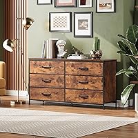 Vista 8 de WLIVE Cómoda de 6 Cajones para Dormitorio Grande, Cómoda Ancha de Tela Soporte para TV de 50, 55, 60 Pulgadas, Cómoda Grande y Larga con Cajón