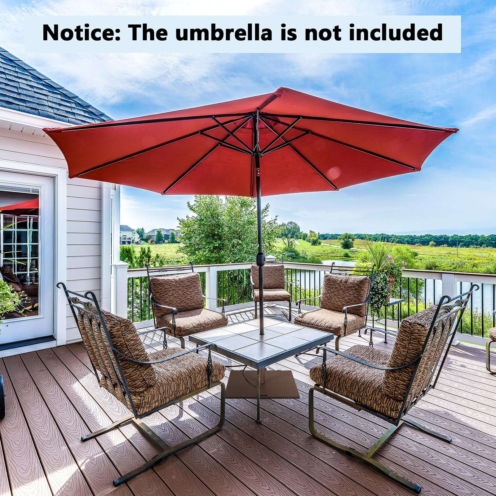 Giantex 50 lbs Umbrella Base - 24 inch Square Umbrella Stand with 2 Rollers, Heavy Duty Steel Umbrella Base Weight for 1.6''-1.9'' Poles, 2 Knobs, Patio Umbrella Base Holder for Garden Deck Poolside