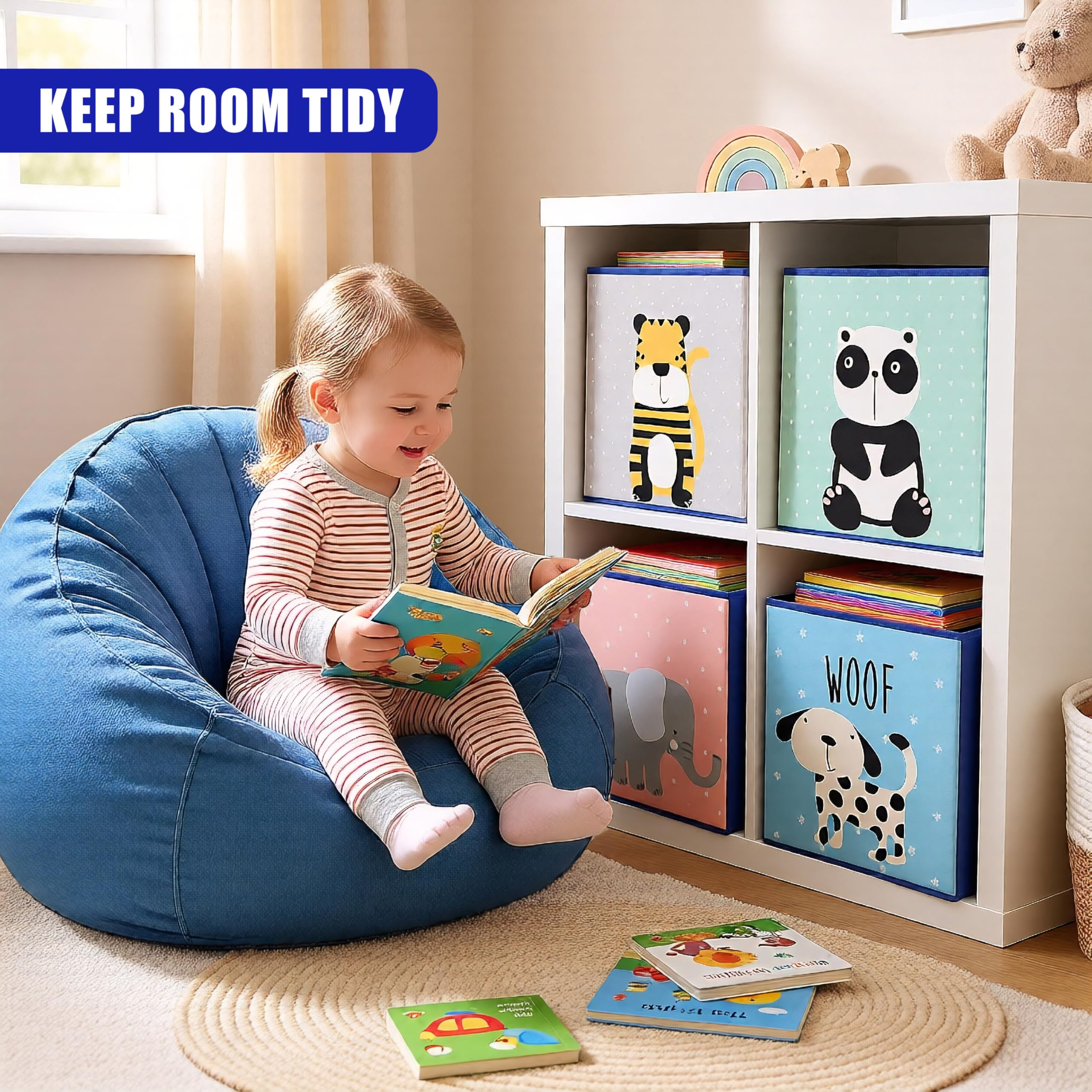 4 Stück Tierdesign Aufbewahrungsboxen Faltbare Spielzeugtruhe Kinderzimmer Organizer Körbe Aufbewahrungswürfel Behälter