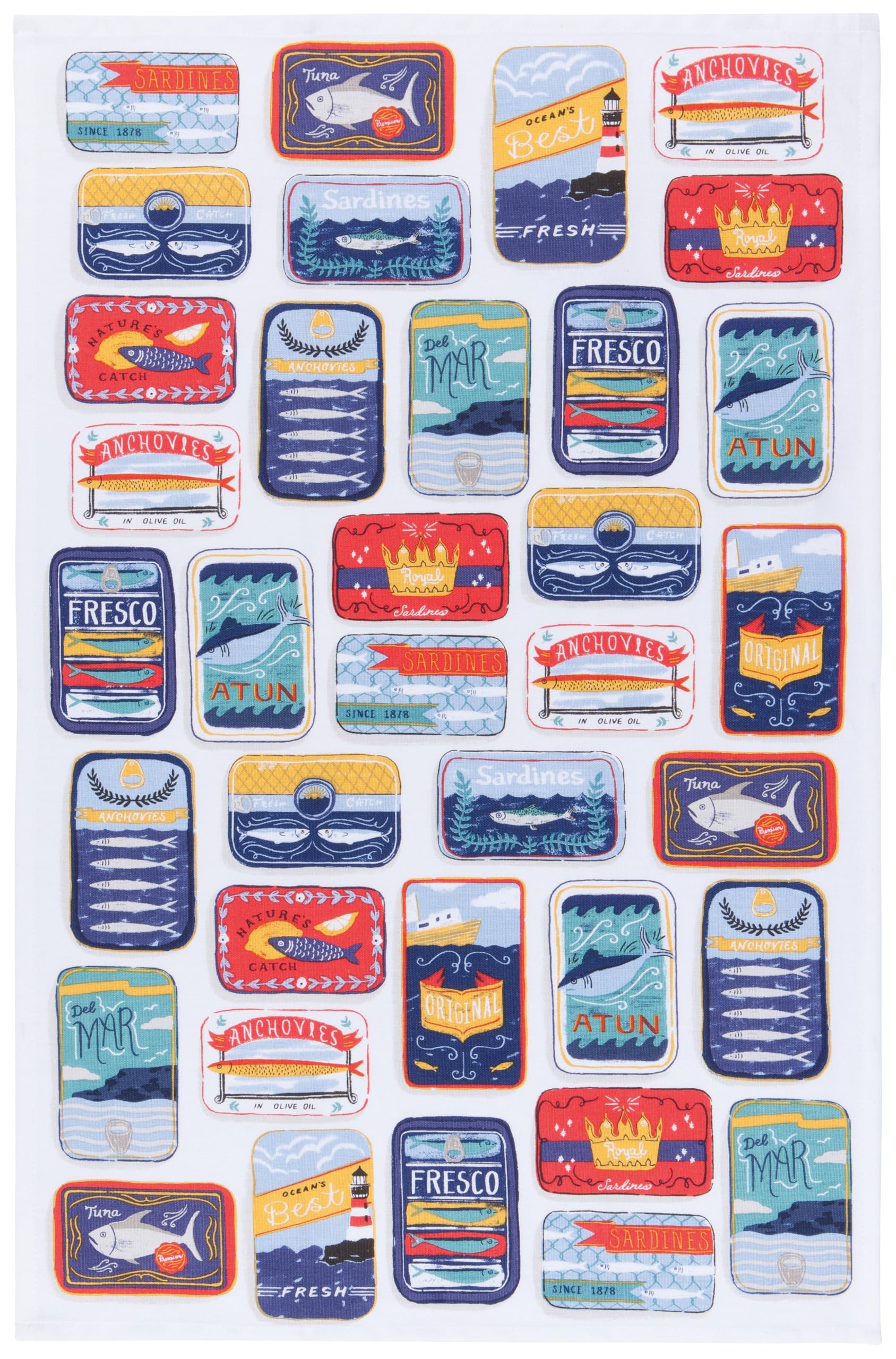 Now Designs by Danica Kitchen Cloth Del Mar Printed Dishtowel - 100% Cotton, Blue