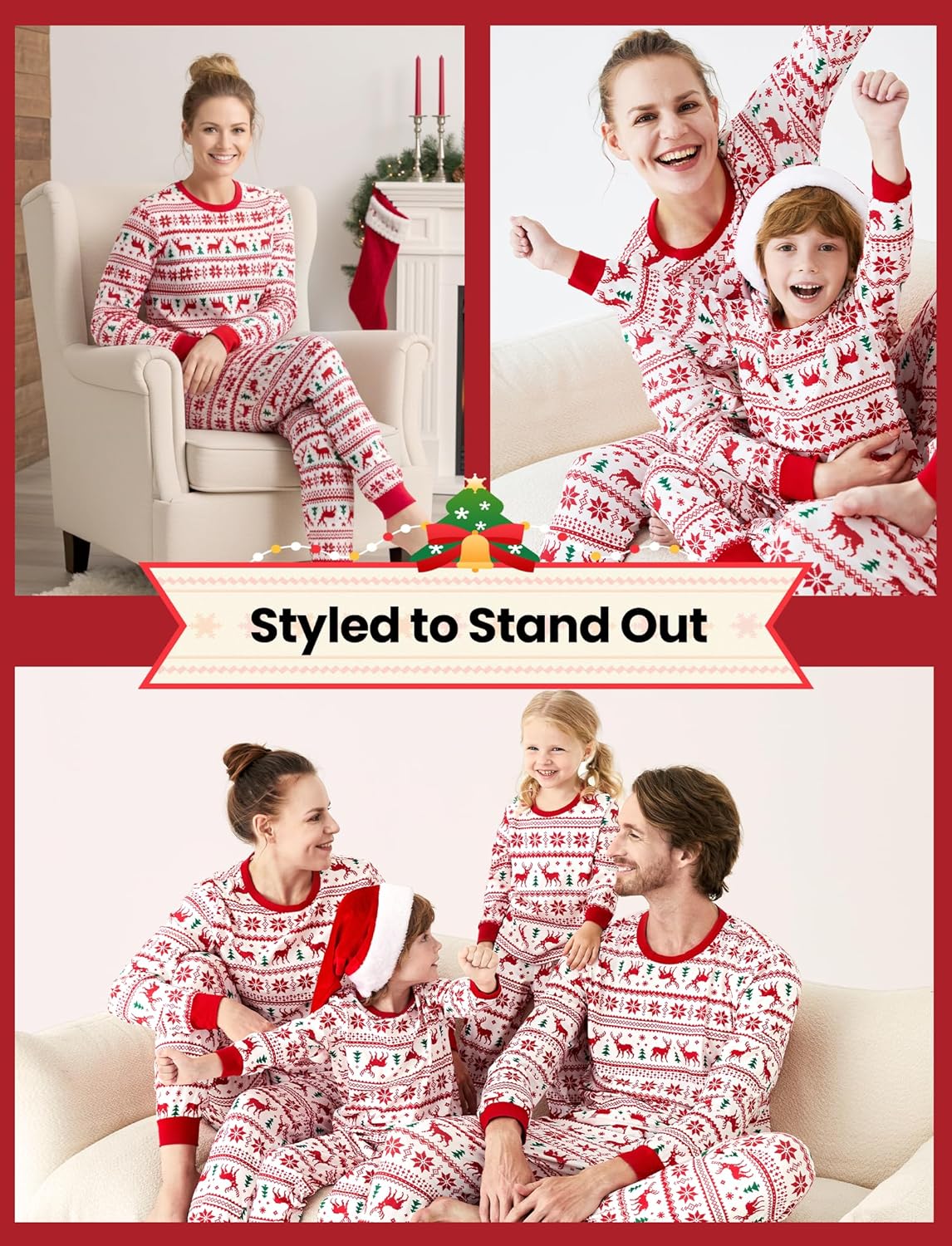 PATPAT Christmas Family Matching Pajama Sets Includes Christmas Socks - Perfect for Family Photos & Holiday Celebrations - Image 2
