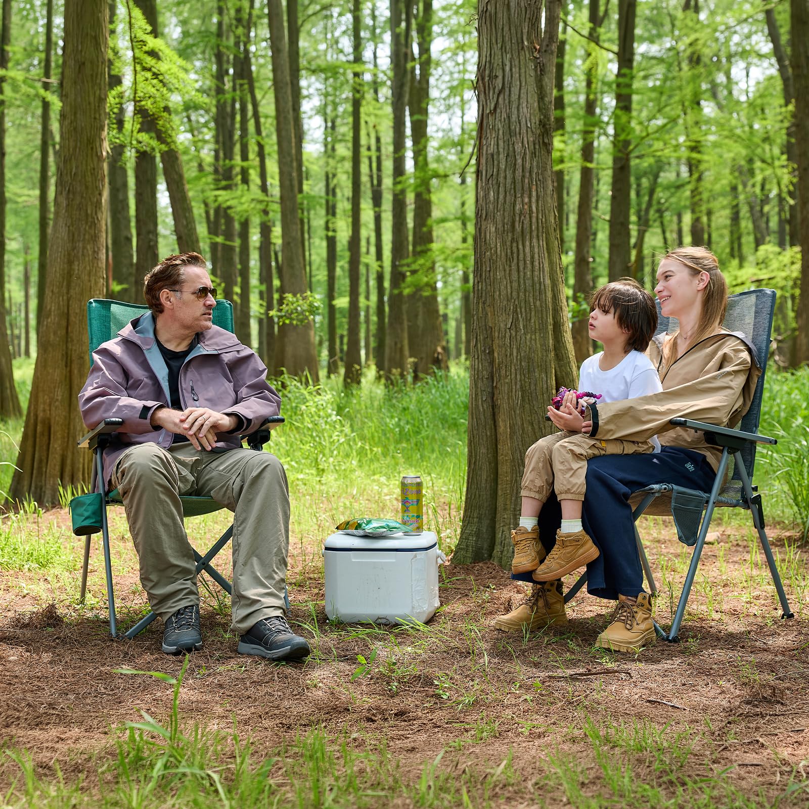 EVER ADVANCED Campingstuhl Faltbar Rückenverstellbar in 4 Positionen Klappstuhl Hohe Lehne bis 160KG, Gartenstuhl aus Netzgewebe mit Seitentasche Getränkhalter, Anglerstuhl für Camping Garten Balkon
