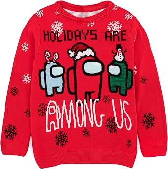 Among Us Unisex Kids Sweatshirt - Holiday Themed Christmas Jumper - 7-8 Years - Official Merchandise