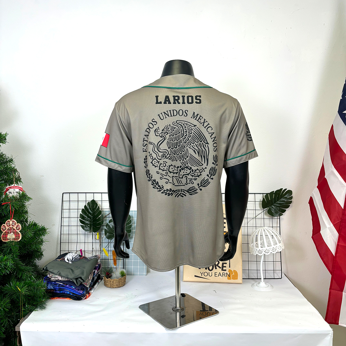 Leprints Personalized Mexico Baseball Jersey, Mexican Baseball Jersey for Men Women, Mexicano Flag Jersey, Mexican Flag Pride miniatura 4
