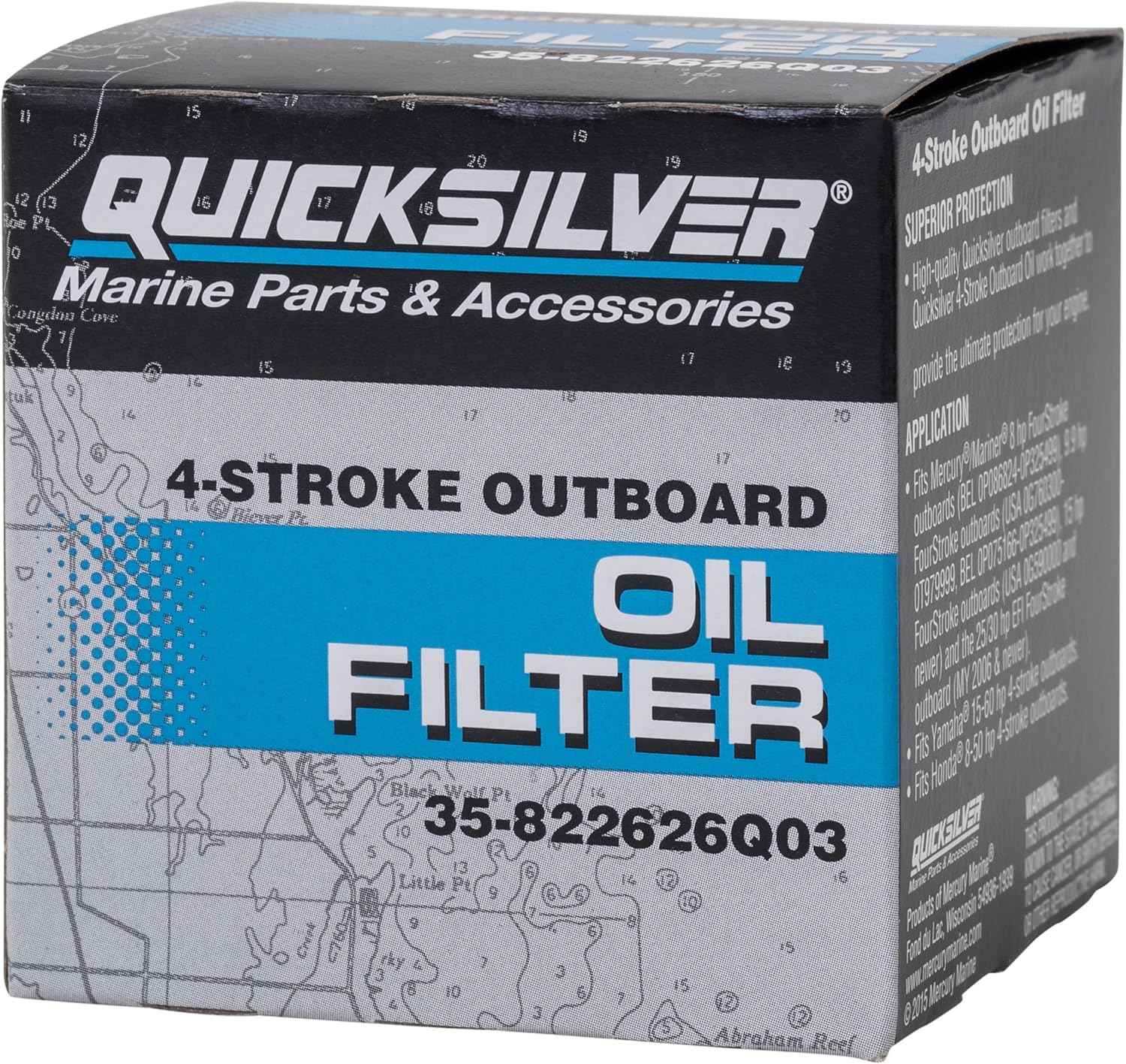 Quicksilver 822626Q03 Oil Filter for Select Mercury and Mariner 4-Stroke 8-30 HP Outboards