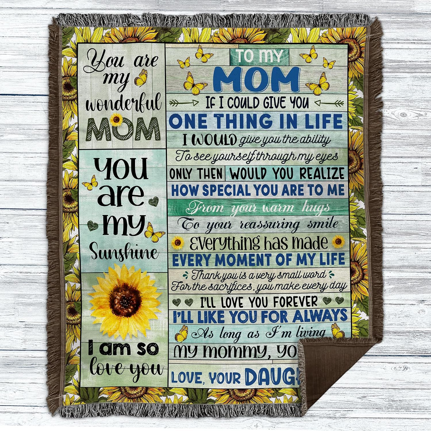 Personalized to My Mom Blanket, Customized Name Blanket to Mother, Throw Blankets for Mother from Daughter, Woven Blanket, Blanket Gifts for Mothers Day 1, Custom Blanket for Mom Birthday 11