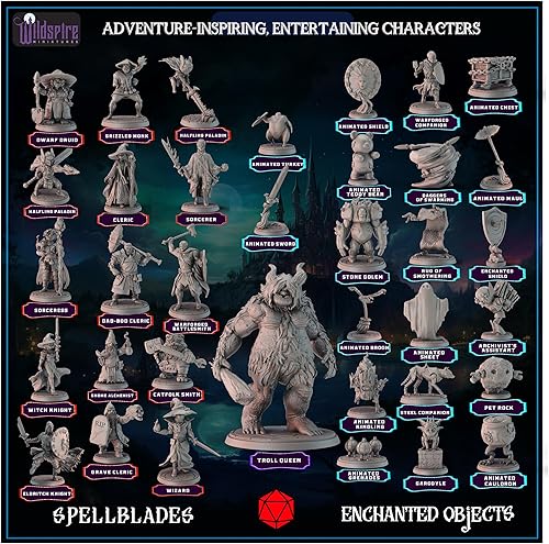 Miniatura 3 de Spellblades y objetos encantados para miniaturas DND 1.102 in-1.260 in, NPC para DND 1.102 in Dungeons & Dragons Miniaturas a granel D&D Miniaturas
