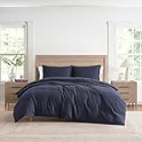 Comforter Set, Luxuriously Soft Cotton Matelassé Bedding with Matching Shams, Textured Design (Monogram Navy, King)