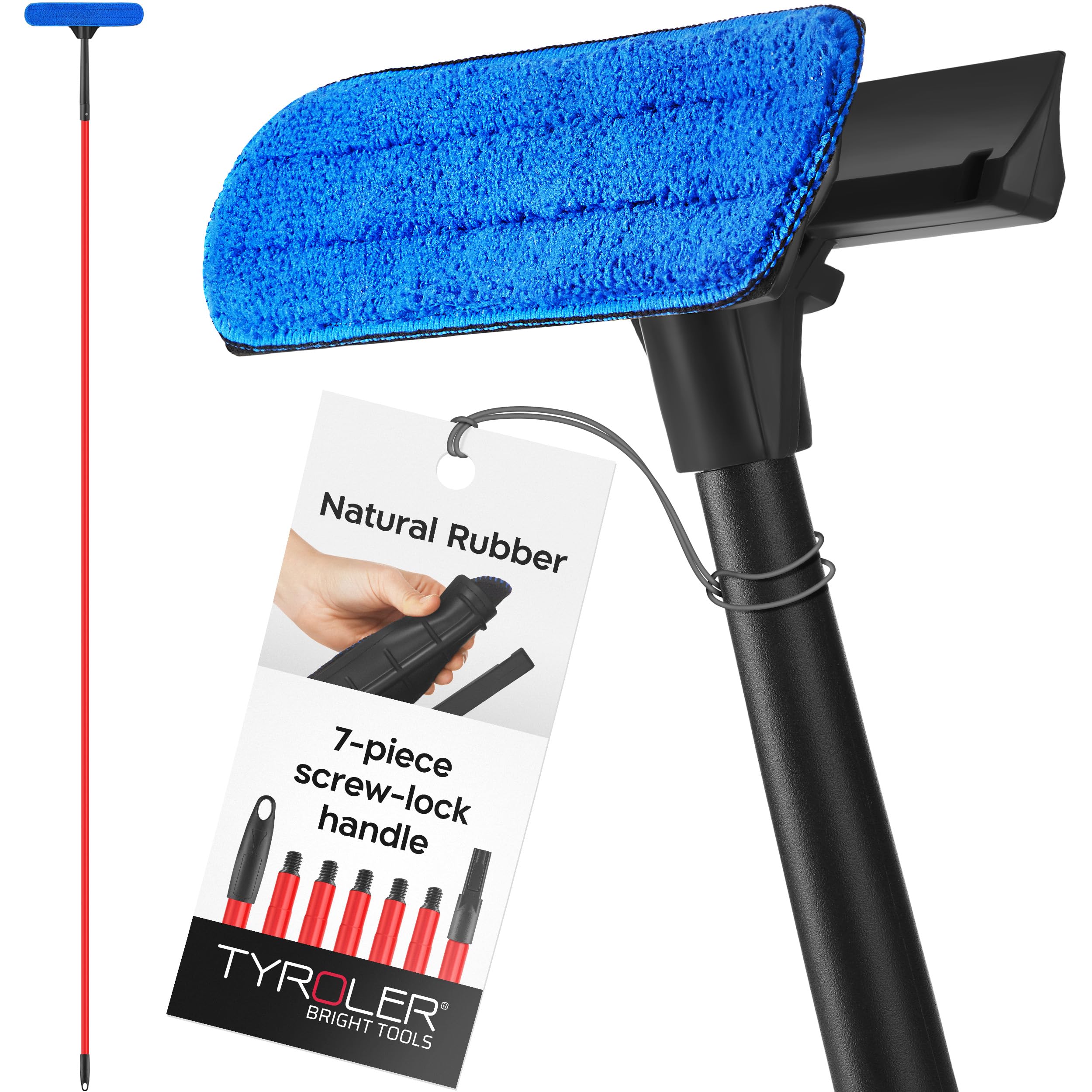 Tyroler Bright Tools Dark Black - 280Cm Tyroler 2-In-1 Window Cleaning Equipment | Telescopic Window Cleaner Tool 30-280 Cm | Anti-Rust 7-Part Handle | Professional Window Cleaning Kit | 100% Rubber Window Squeegee Head For High Durability