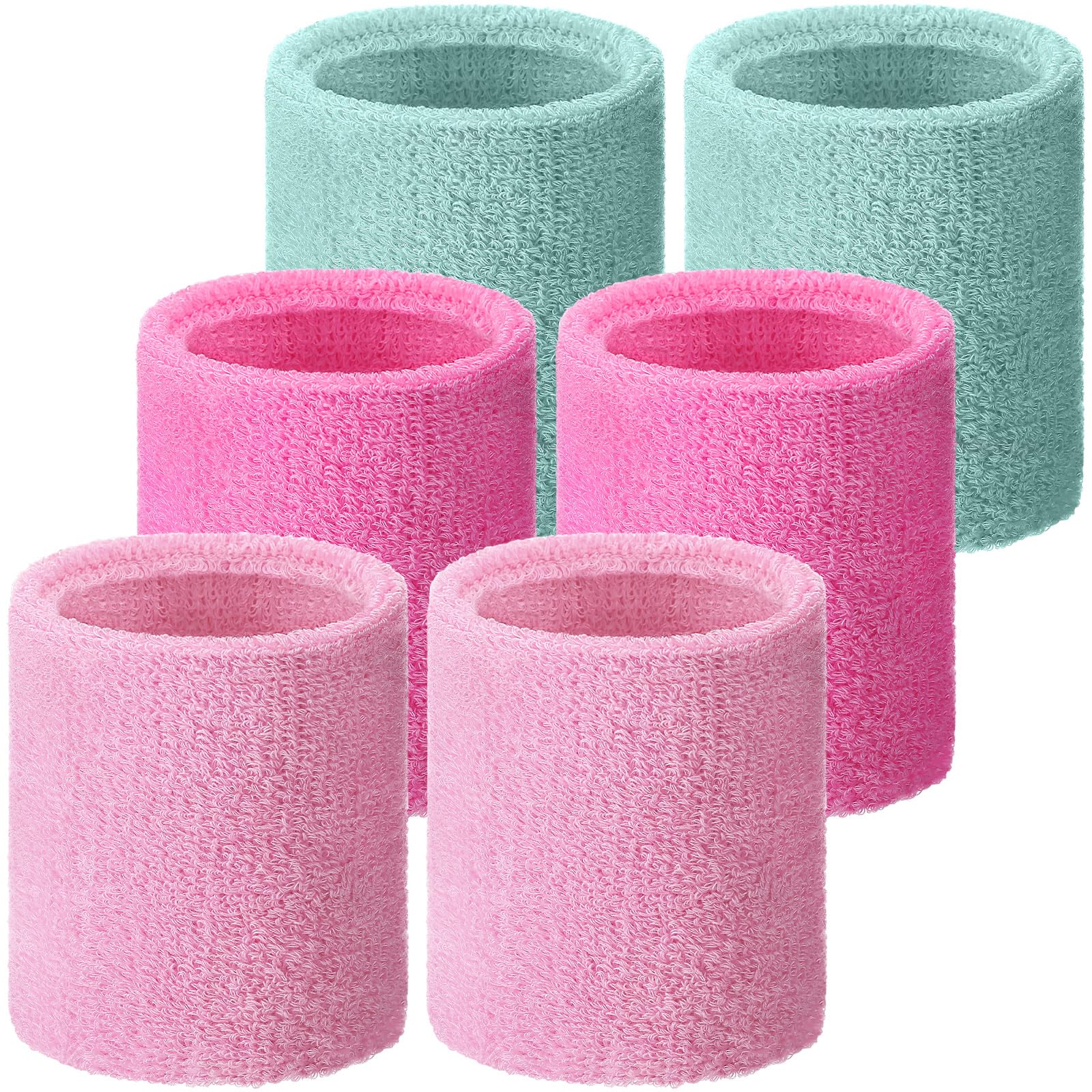 WILLBOND Sweat Band Wrist Tennis Wristband for Women Men Athletic Wrist Sweatbands Thick Cotton Cloth Wristband for Basketball Tennis Football Running Work(Pink, Light Rose, Sky Blue) — image 1