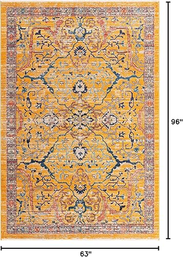 Miniatura 2 de Unique Loom Lola Collection - Alfombra de área Vivacious (5 pies 3 pulgadas x 8 pies, rectangular, amarilloazul)