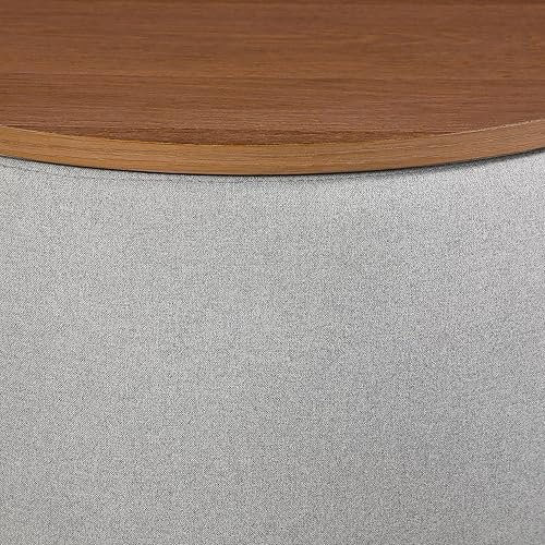 Miniatura 7 de Morden Fort Otomana redonda de almacenamiento reposapiés de mesa de café con cubierta de madera para sala de estar color gris