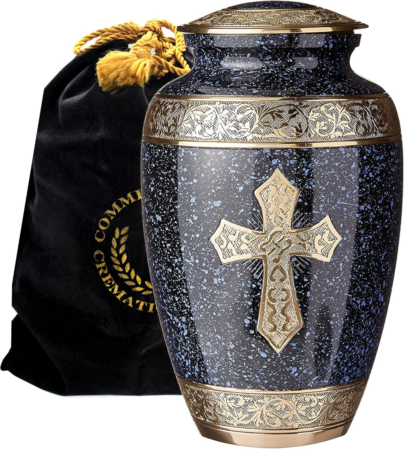 Black Cross Cremation Urn for Human Ashes for Funeral