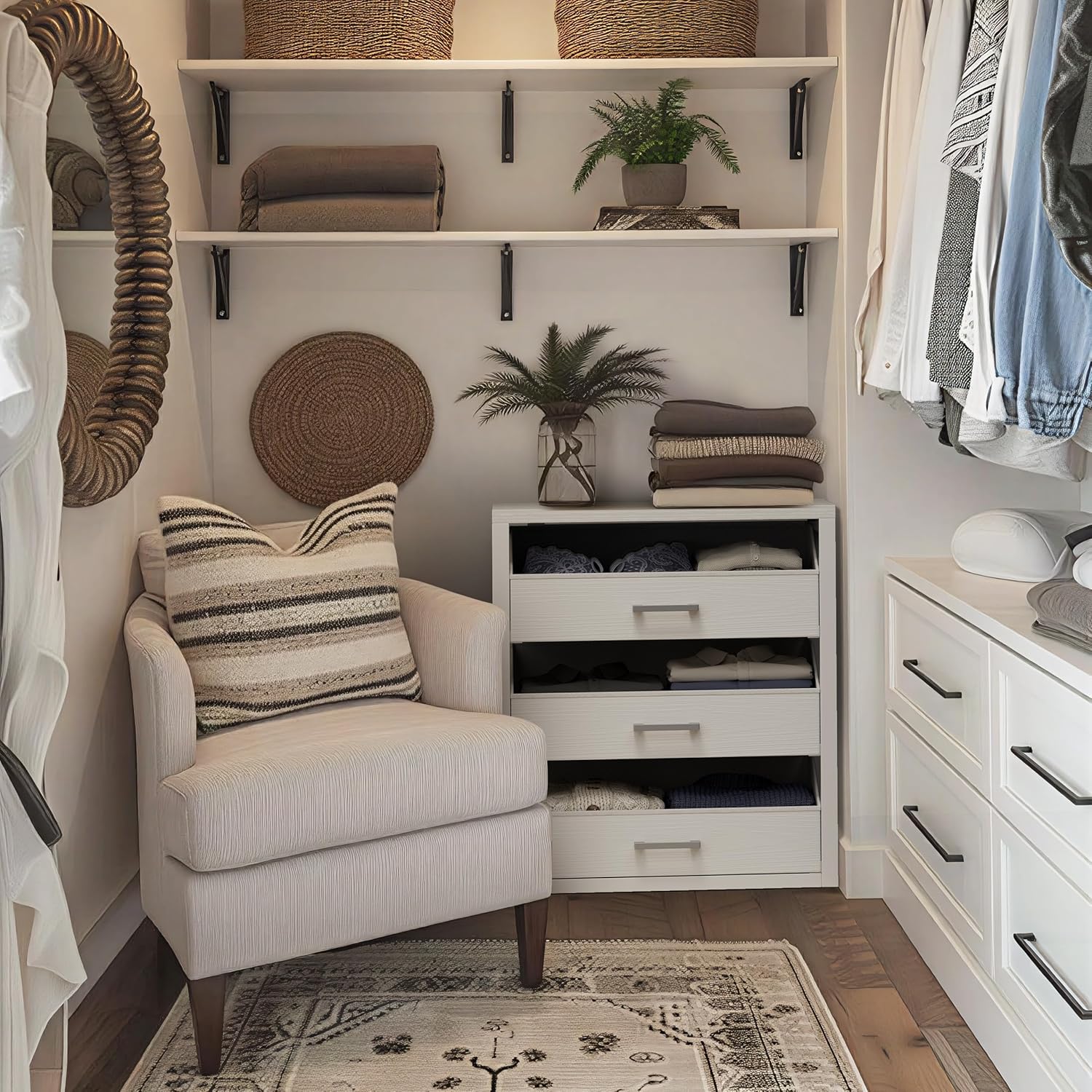 BOLUO Closet Drawers White 3 Drawer Dresser for Closet Organizers and Storage Bedroom Dorm Modern