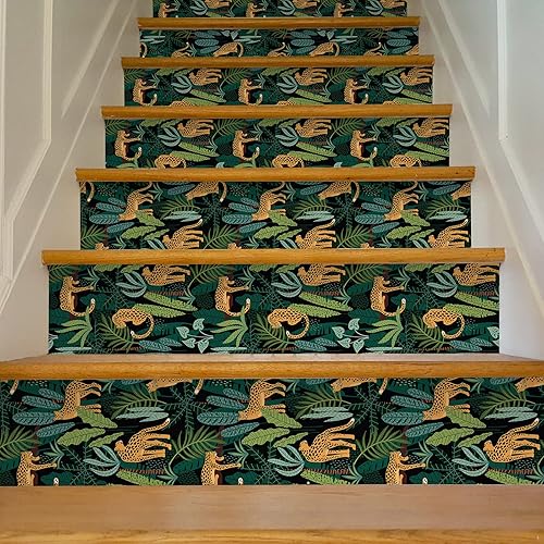 Miniatura 7 de CHIHUT Papel tapiz autoadhesivo con diseño de leopardo King para despegar y pegar, removible con diseño de animales de la selva, papel de contacto