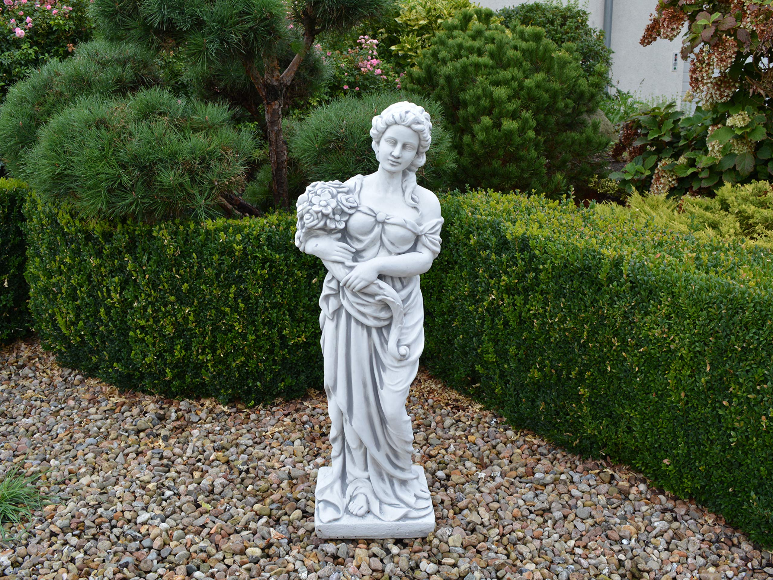 gartendekoparadies.de Statua della dea greca Leto, statuetta in pietra, grigio, calcestruzzo bianco gres H. 116 cm, 100 kg, antigelo per esterni