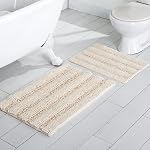Home Beyond & HB design - Bande de luxe Chenille Microfibre Bain Mat Rug, Ultra Soft Épaisseur Absorbant Non Slip Shaggy Rugs Sol en peluche pour salle de bains, Lavable en machine, 17 x 24 De pouce, noir