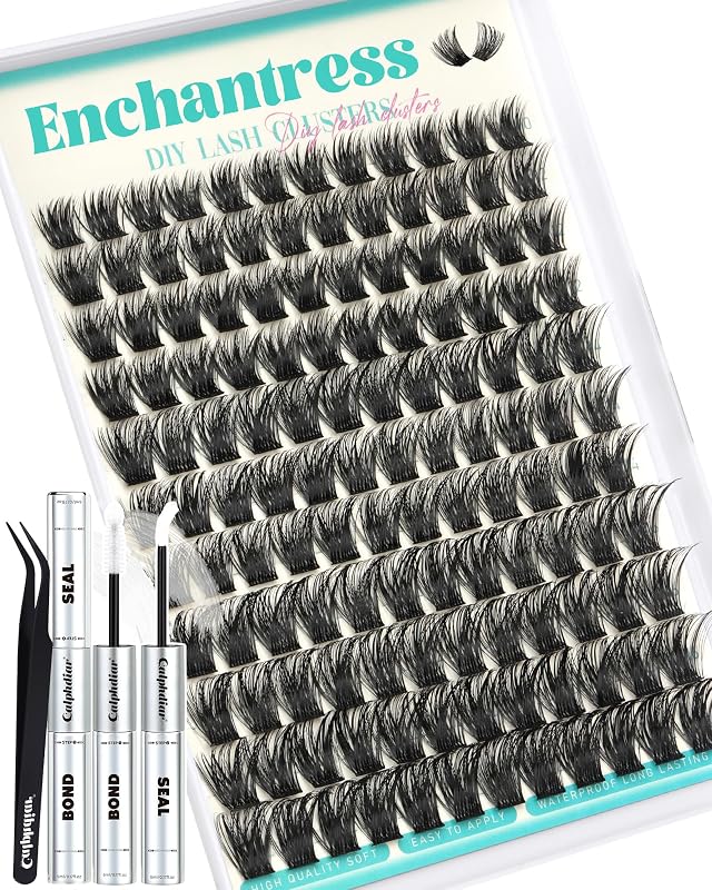 Kit de Cílios em Tufo calphdiar Enchantress D-Curl, 10–18 mm, com Cola e Pinça