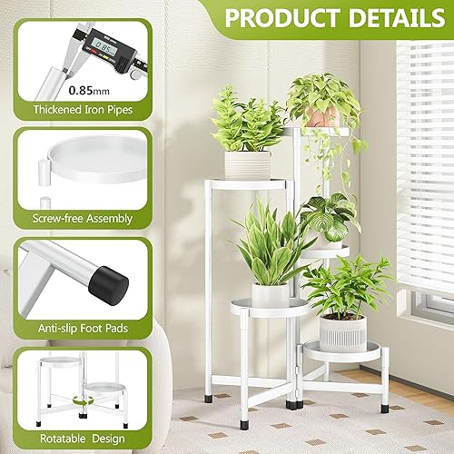 Miniatura 5 de Soporte para plantas de 5 niveles para interiores, soporte escalonado para plantas al aire libre para múltiples plantas, estante de esquina para