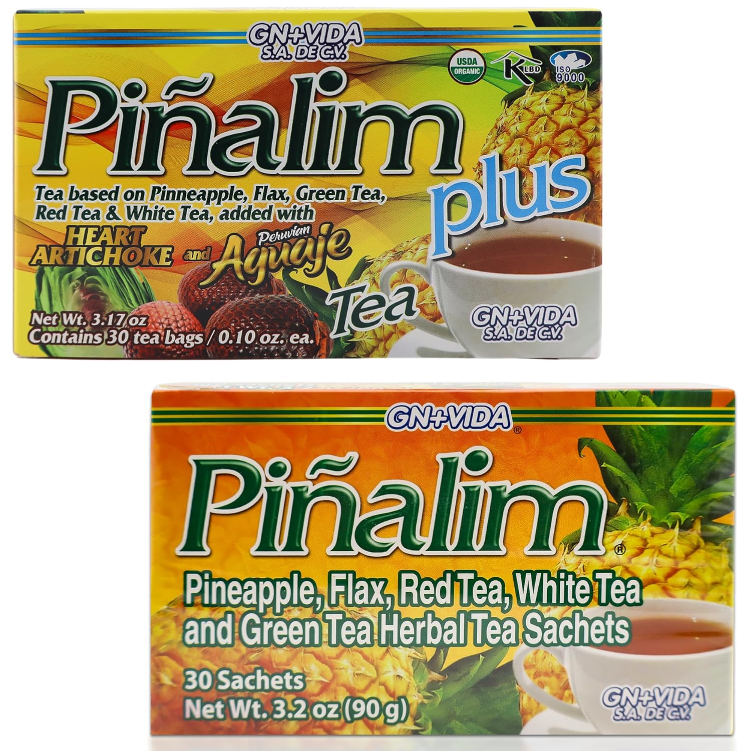 Pinalim Tea Variety Pack – Pineapple Extra Strength (1 Pack) + Pinalim Plus Aguaje & Artichoke (30 Bags)