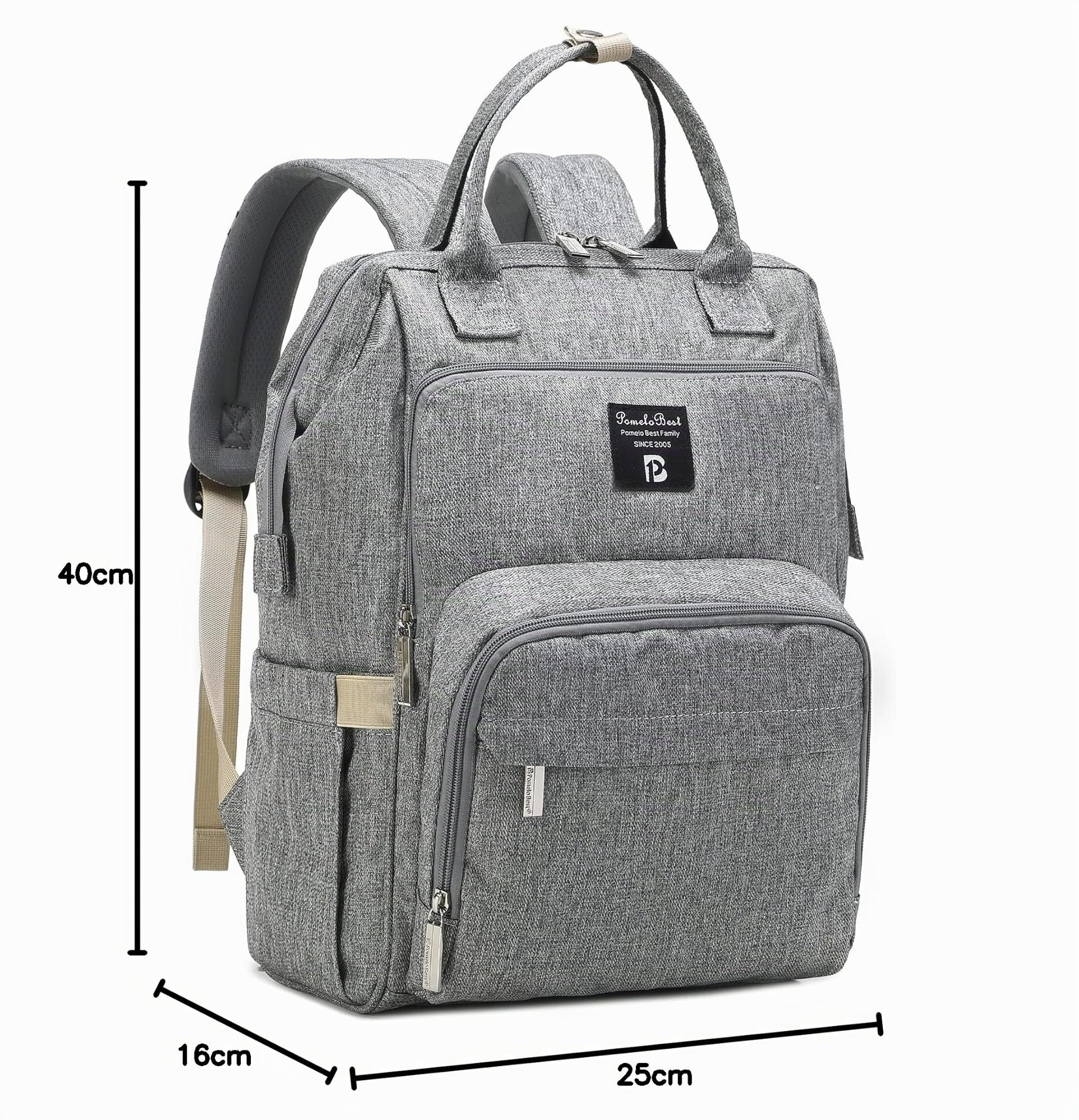 Pomelo Best Mochila de Pañales y Biberones, Impermeable, Gran Capacidad y Compartimiento Múltiple, Mochila Cambiador pañales Puede Colgarse Sobre la Silla de Bebés