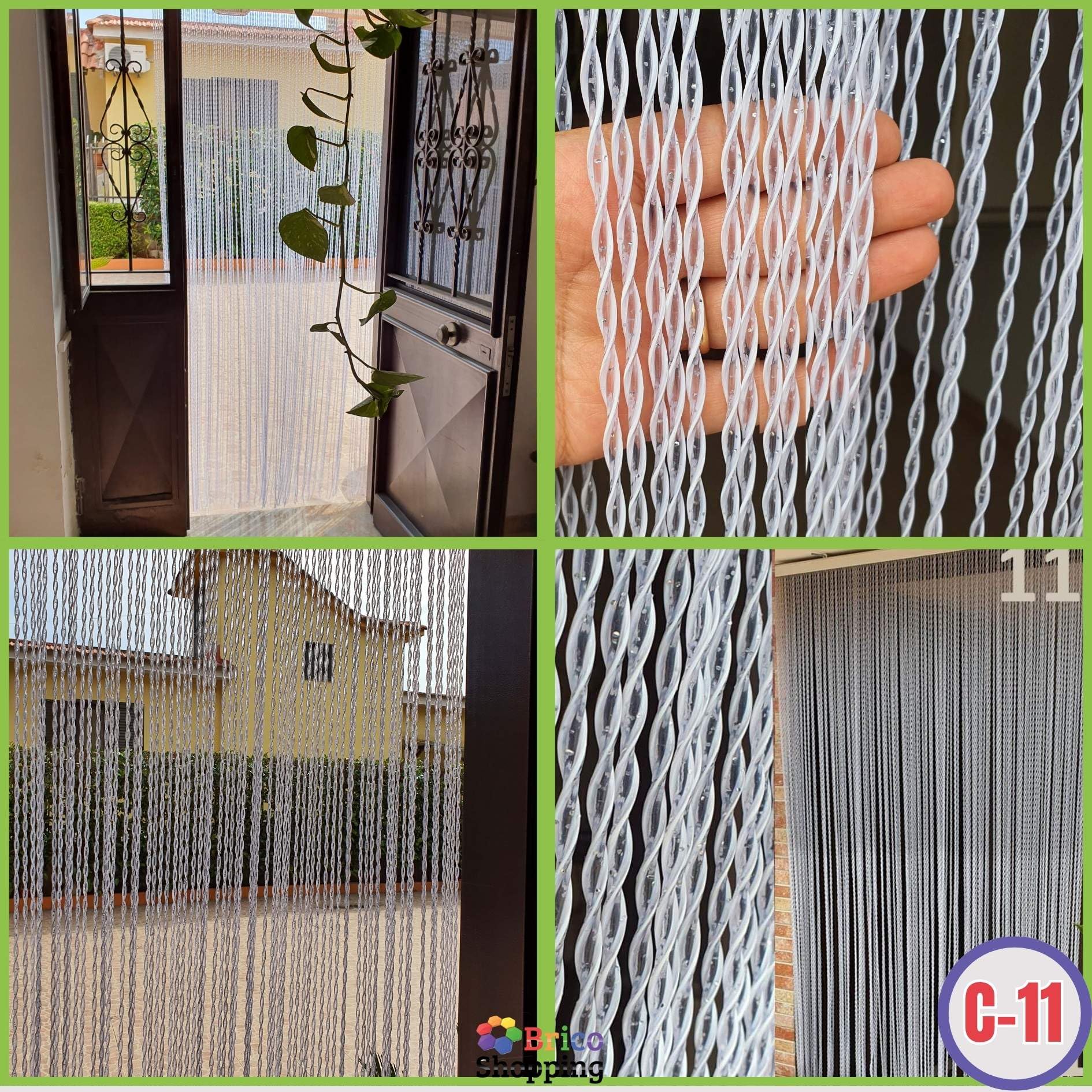 BricoShopping® Mod.C - Rideau moustiquaire réglable en PVC pour Porte, fenêtre, extérieur, entrée, Balcon, Camping-Car, à Fil Anti-Mouches (150x250, 11 Blanc Glitter)
