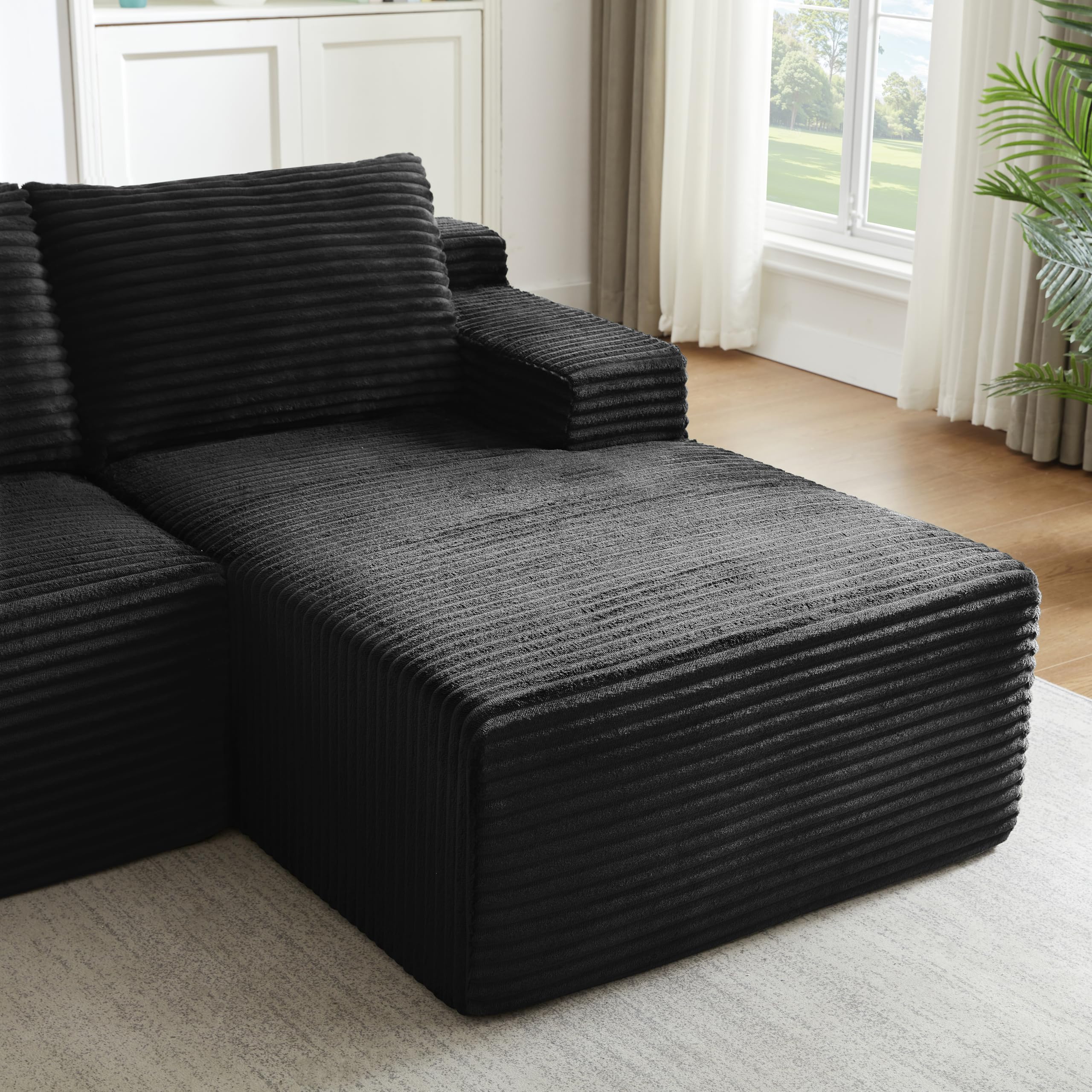 Eafurn 96' L Shaped Sectional Sofa Boneless Cloud Couch for Living Room - Cordur — product photo