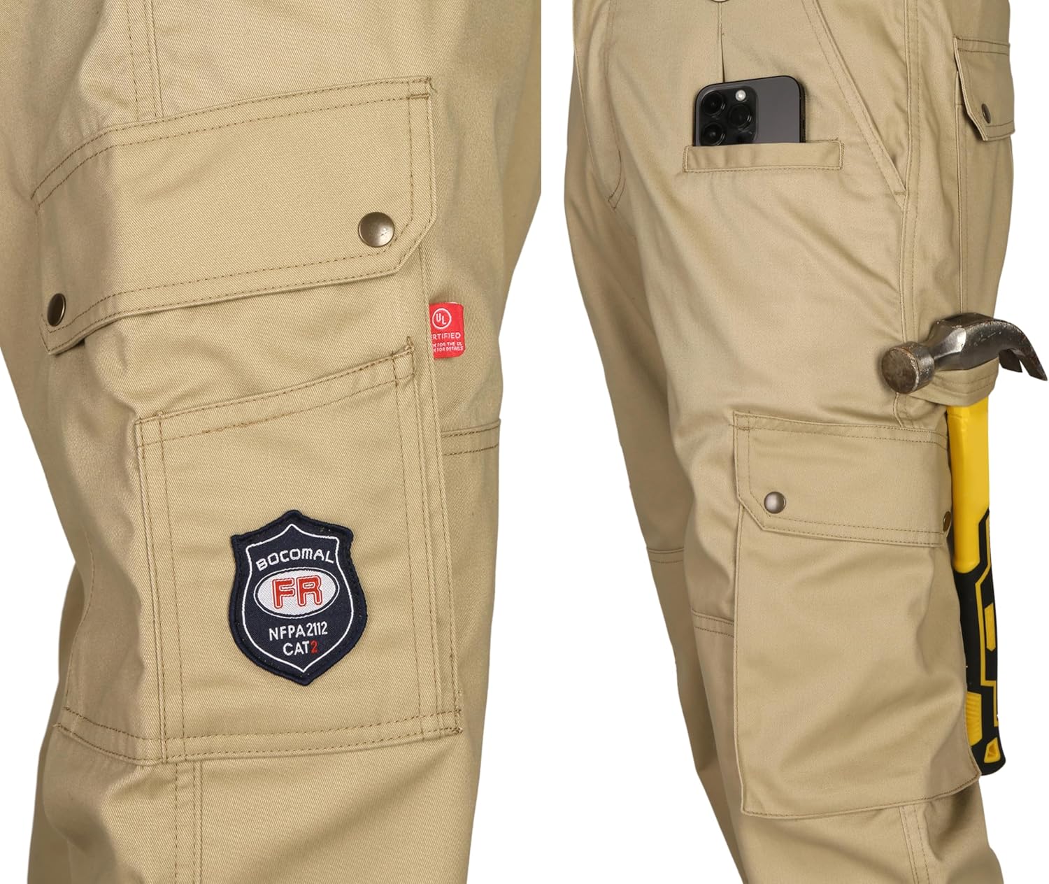 BOCOMAL FR Pants for Men Cargo Flame Resistant Pants(2112&CAT2) 100% C 7.5oz Utility Fire Resistant Pants - Image 6