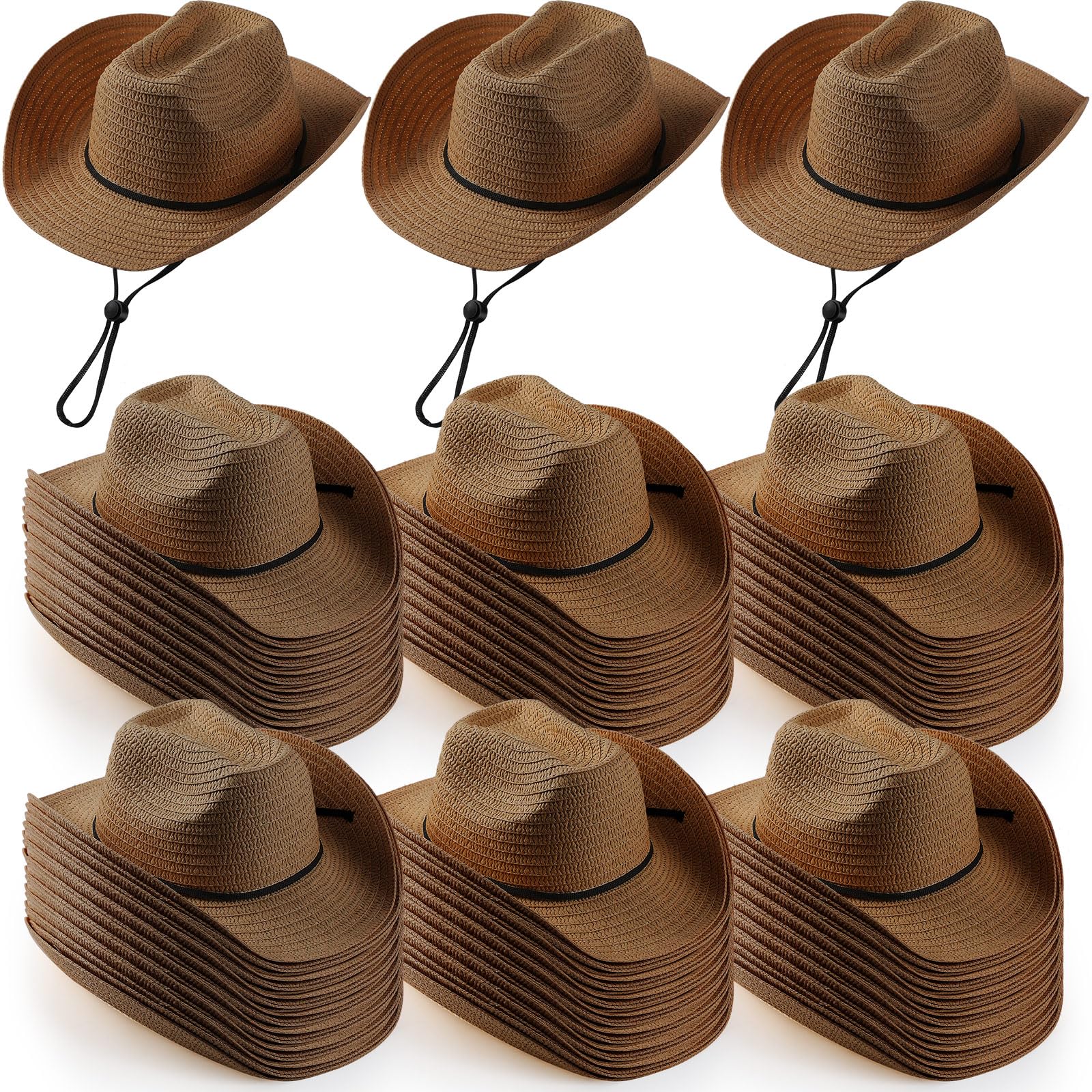 Unittype Adult Cowboy Hat Bulk Western Party Straw Hat Unisex Cowboy Cowgirl Set for Women Men