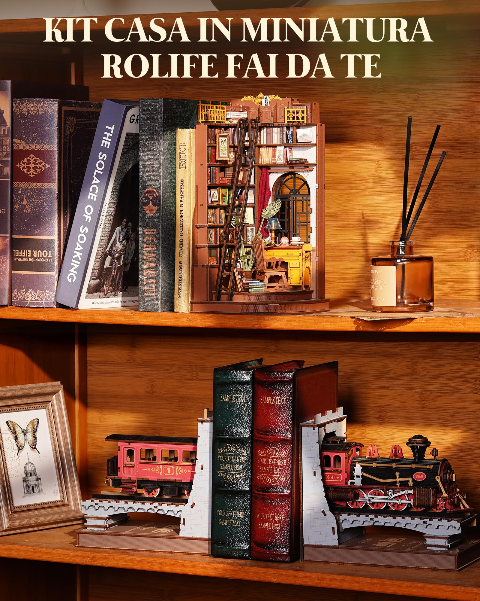 Rolife Book Nook Studio D'angolo Silenzioso Europeo Casa Delle Bambole Booknook Kit Casa Miniatura DIY per Adulti da Costruire Regalo di Natale e Compleanno Decorazione Mensola Libri Kit Diorama