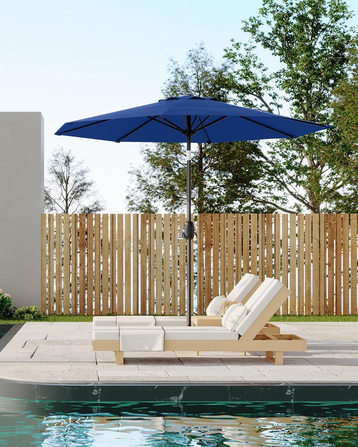 GarveeLife 9 ft Outdoor Patio Umbrella, Outdoor Table Umbrella, Market Umbrella with Push Button Tilt and Crank, 8 Sturdy Ribs UV Protection Waterproof for Garden, Deck, Backyard, Pool (Navy Blue) - Image 7