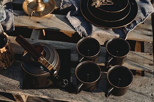 Vista 91 de Barebones Plato profundo esmaltado – Juego de 2 platos llanos – Juego de platos de acero inoxidable horneado acabado a mano – Juego de cocina