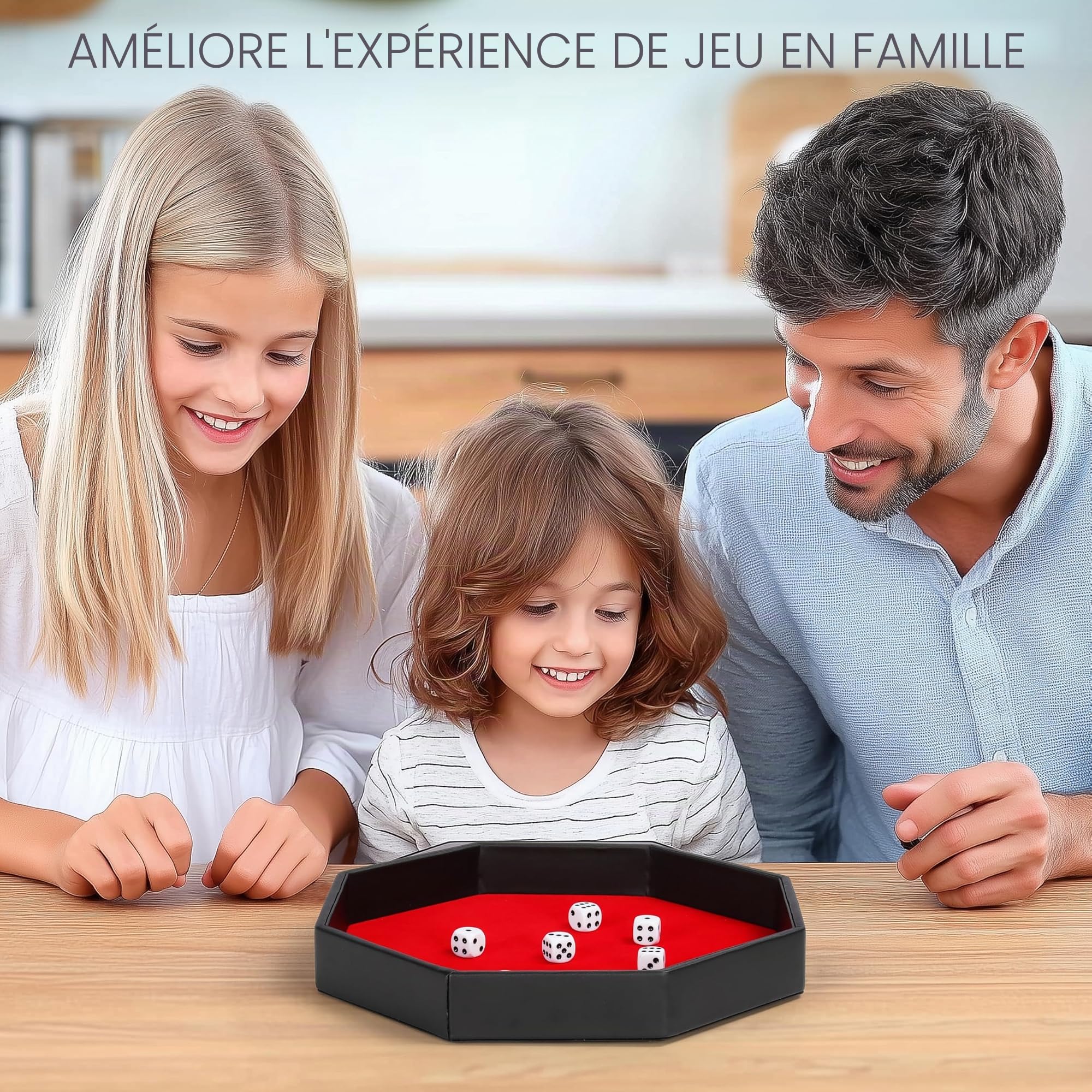BELLE VOUS Piste de Dés Octogone en Simili Cuir Noir et Velours Rouge - Plateau Jeu de Dés pour Les Jeux de Table comme Les RPG et Les DND/D&D - Plateau Fourre-Tout pour Bijoux